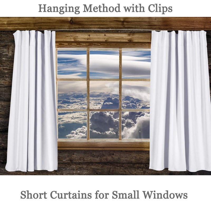 DONREN Pure White (Only Block 50% Lights) Small Window Curtain Panels Room Darkening Curtain Tiers for Nursery with Rod Pocket (42 x 30 Inch,1 Pair) - Image 4